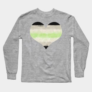 Agender Pride Heart - Watercolor Long Sleeve T-Shirt